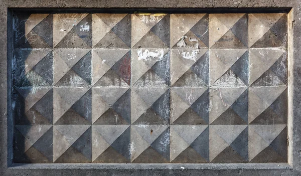 Hintergrundstruktur Des Alten Grauen Betonzauns Mit Quadratischem Muster — Stockfoto