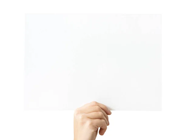 Hand holding blank paper — Stock Photo, Image