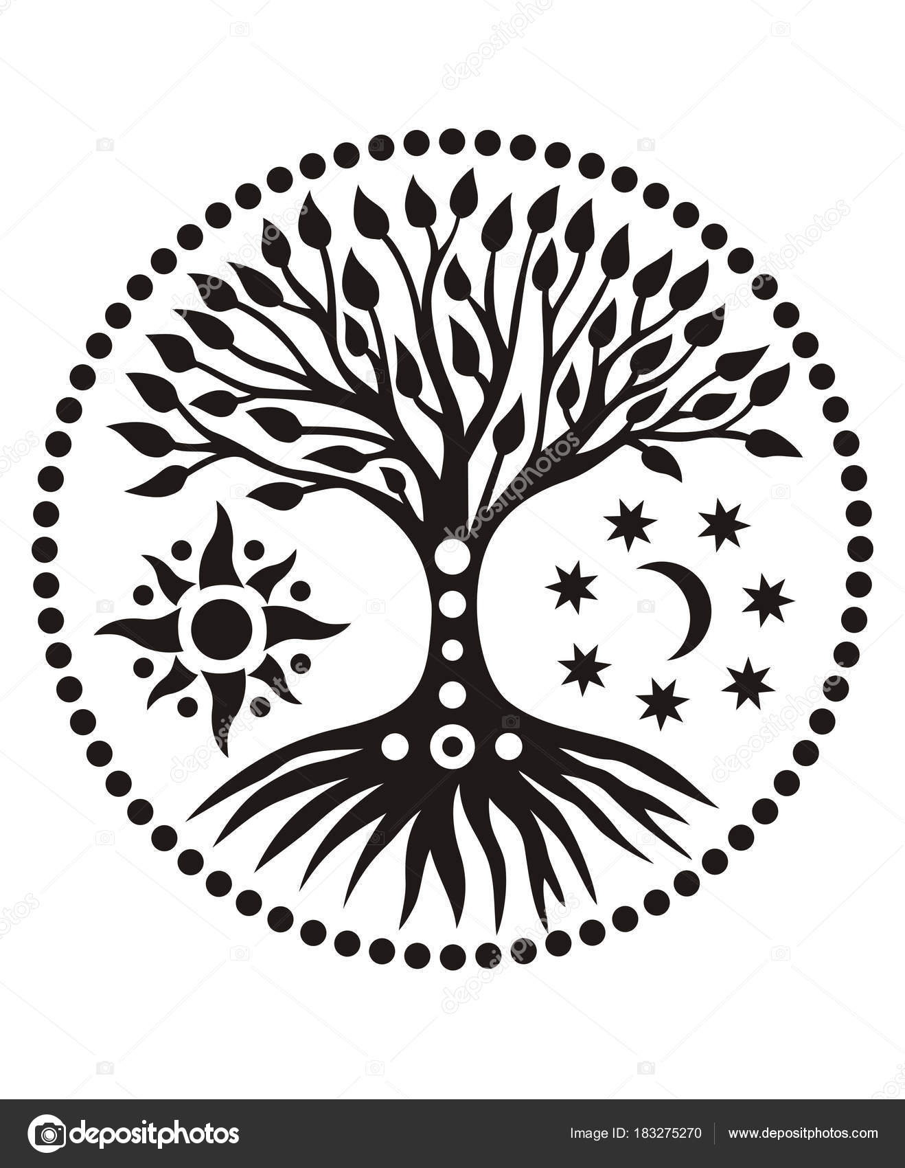 Download Vector: mandala sol y luna | Árbol Vida Sol Luna Mandala ...