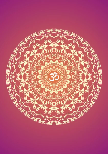 Mandala Con Signo Aum Formación Artística Patrón — Vector de stock