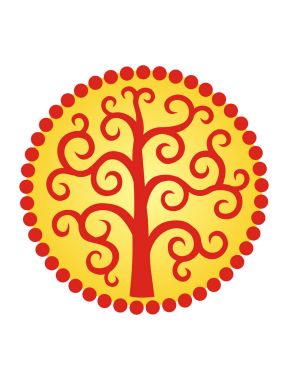 Hayat ağacı güneş daire içinde. Mandala. Logosunu görmeniz gerekir. İstikrar, büyüme, gelişme sembolü 