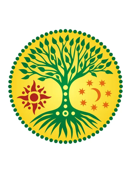 Tree Life Solar Circle Mandala Symbol Life Growth Development Health — Stock Vector