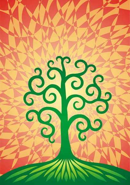 Livets Träd Grön Kulle Genombrutna Mönster Formel Universum Vektorgrafik Konst — Stock vektor