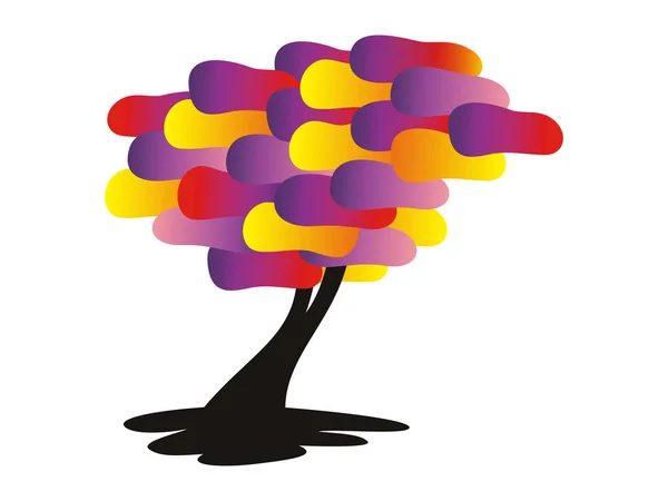 Cartoon Tree Bright Colors Yellow Blue Red Purple Tree Life — Stock Photo, Image