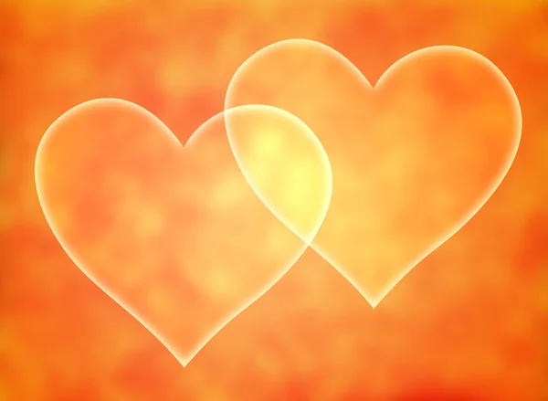 Два Сердца Желто Оранжевом Фоне Художественный Фон Подложка — стоковое фото