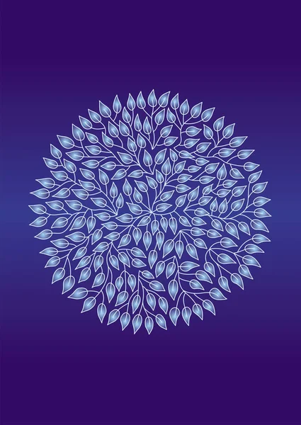 Mandala 1000 Lämnar Blå Substrat Konstnärlig Bakgrund Och Andlig Symbol — Stock vektor