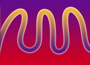 Mor-kırmızı zemin üzerine sarı-mavi şerit. Soyut resim. Satır gradyan