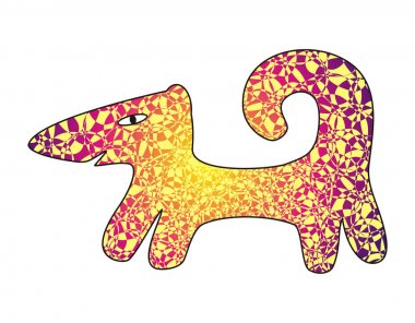 Büyülü bir köpek stilize bir çizimdir. Artoon soyut resim. Köpek 2018 yıl bir sembolüdür. Vektör grafikleri. 