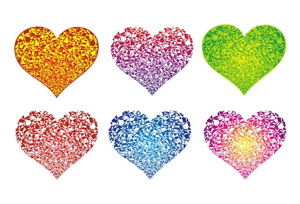 Samling Stilfulde Hjerter Stiliserede Design Billeder Hjertet Symbol Farver Symbol – Stock-vektor