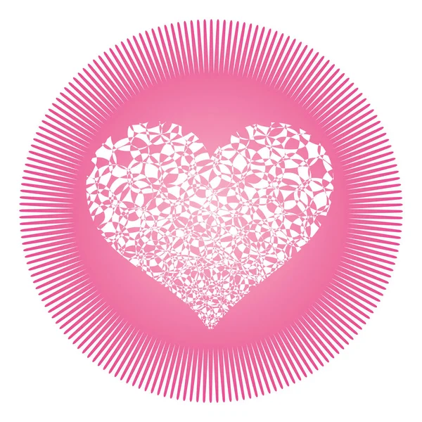 Corazón Calado Rosa Sobre Fondo Estrellado Rosa Día San Valentín — Vector de stock