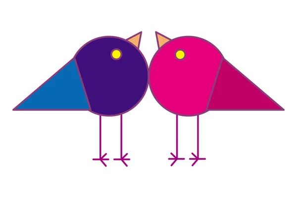 Deux Oiseaux Yin Yang Une Paire Amants Symbole Amour Saint — Image vectorielle