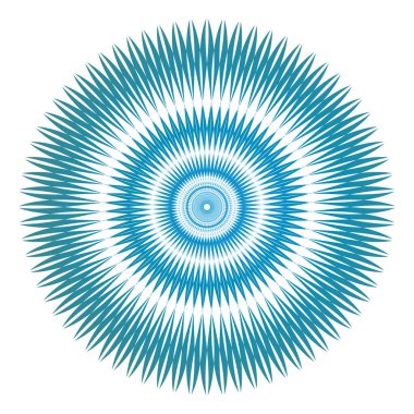 Çember açılış mandala. Mavi ve turkuaz renkler. Merkezde Aum / Om / Ohm 'u imzala. Ruhsal esrarengiz sembol. Vektör grafik sanatı.