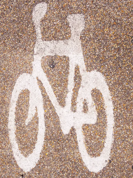 Sinal de bicicleta no chão — Fotografia de Stock