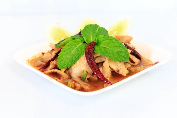 Hete pittige Thaise keuken varkensvlees salade — Stockfoto