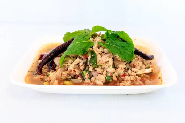 Hete pittige Thaise keuken Gehakt varkensvlees salade — Stockfoto