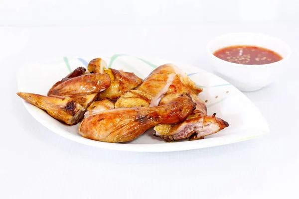 Grilled chicken on dish — Stock Photo, Image