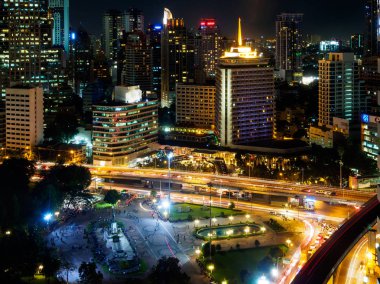 gece Bangkok cityscape
