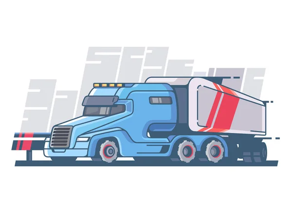 Large truck with long trailer — Stock Vector