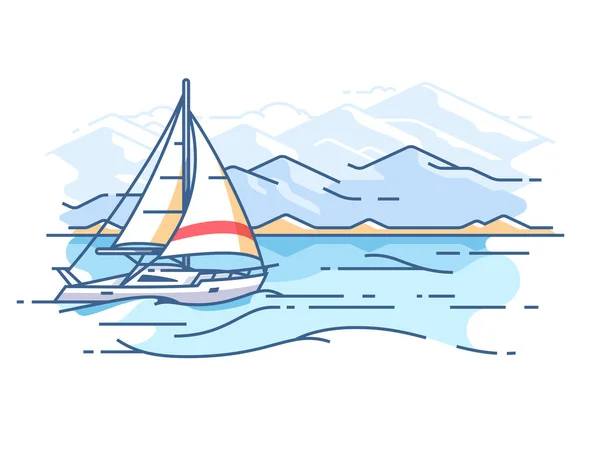 Bateau à voile en mer — Image vectorielle