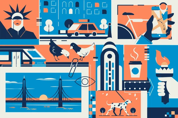 New York postcard with city landmark in frame — Stock Vector