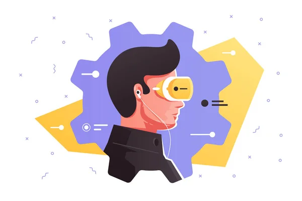 VR gözlüklü adam. — Stok Vektör
