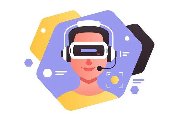 Ragazzo in occhiali realtà virtuale — Vettoriale Stock
