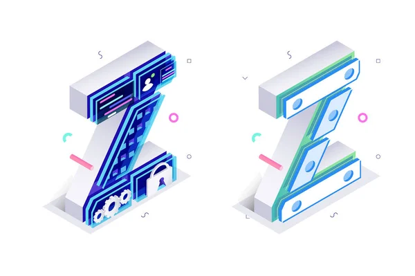 Letras Z com elementos de redes sociais — Vetor de Stock