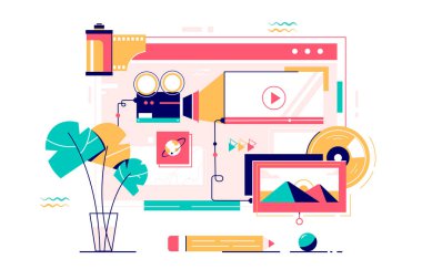 Çevrimiçi video, müzik ve fotoğraf koleksiyonu.
