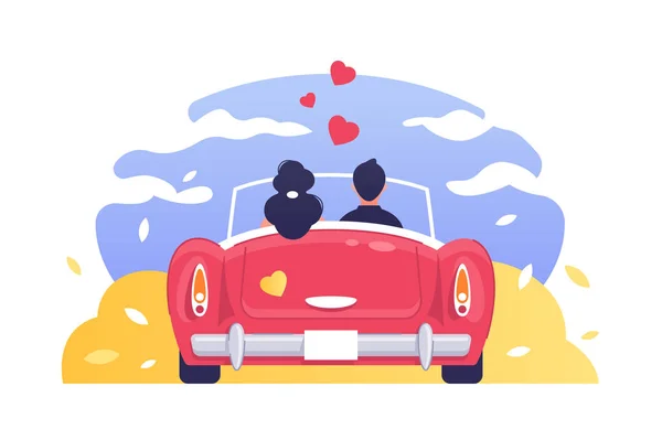 Amore per l'uomo e la donna romantico viaggio in auto — Foto Stock