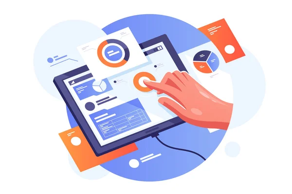 Tableta moderna con infografías —  Fotos de Stock