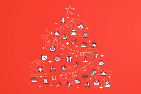 Nový rok vzor s sváteční vánoční ikony — Stockový vektor