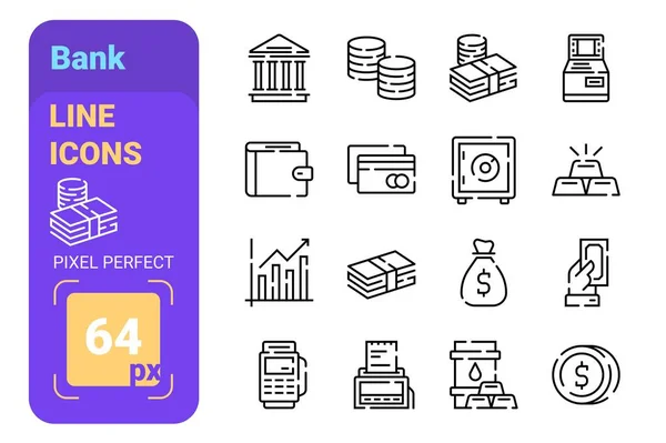 Bank line icons set — Stock Vector