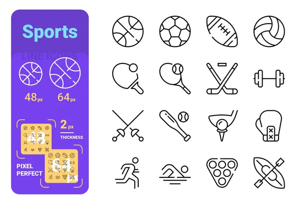 Conjunto de iconos de línea deportiva — Archivo Imágenes Vectoriales