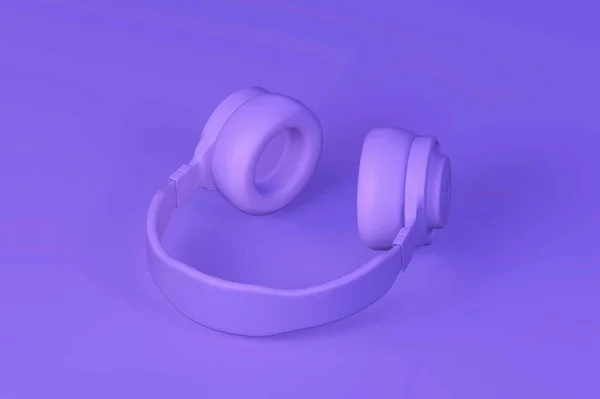 单色背景紫色耳机 — 图库照片