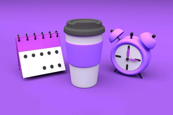 Coffee alarm and calendar — Stock Photo, Image