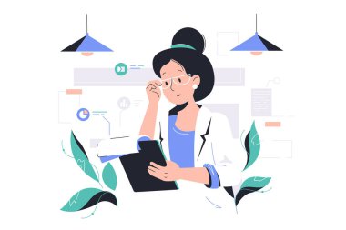 Verilerle çalışan akıllı kadın