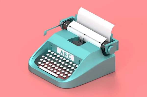 書籍を書くための紙と3Dレンダリングタイプライター. — ストック写真
