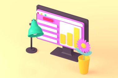 Lamba ve çiçekli çalışma masası