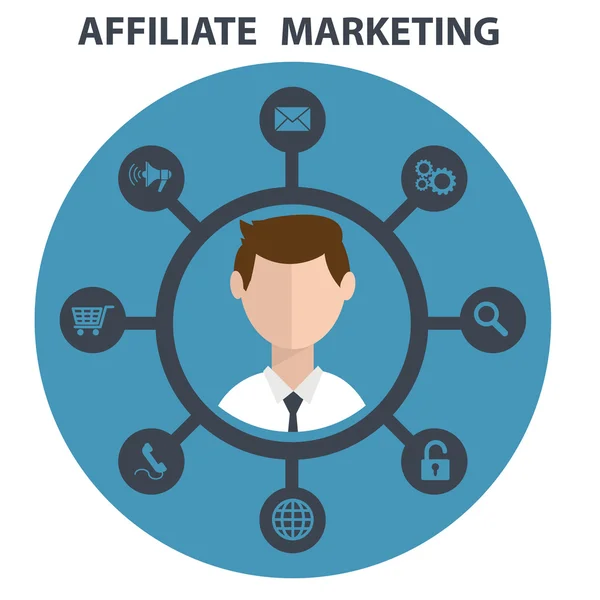 Illustrazione vettoriale icona del marketing di affiliazione in cerchio — Vettoriale Stock