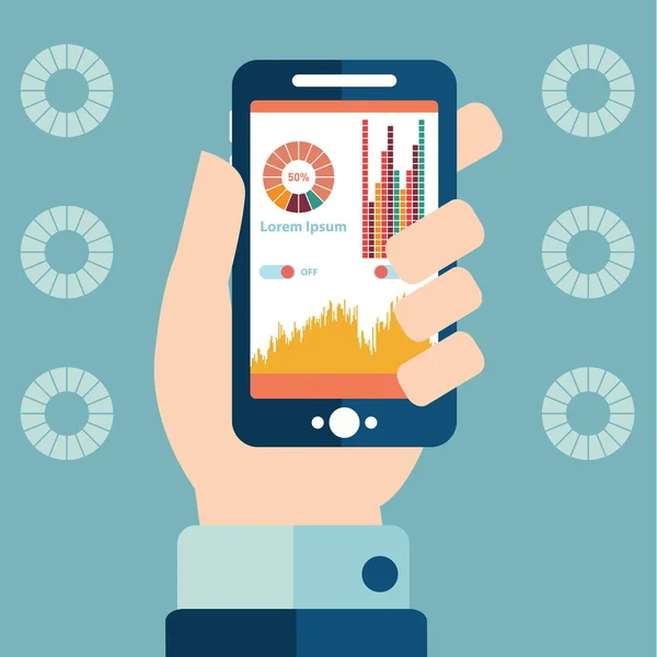 Icono de infografías de teléfonos inteligentes — Vector de stock