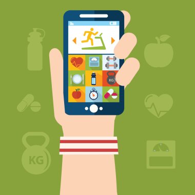 Telefon ile spor app tutan el