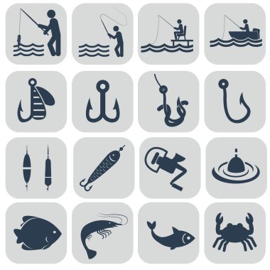 Balıkçılık Icons set