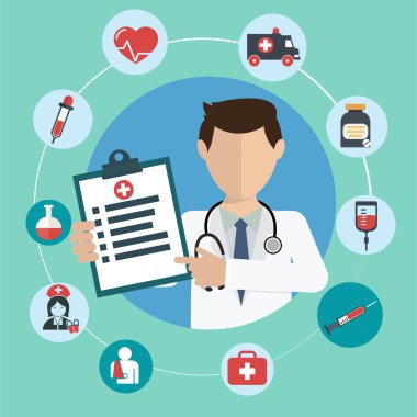 Doktor tıbbi simgeleri ile