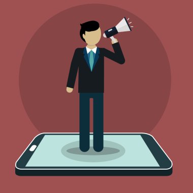 hoparlör ile bağırarak işadamı