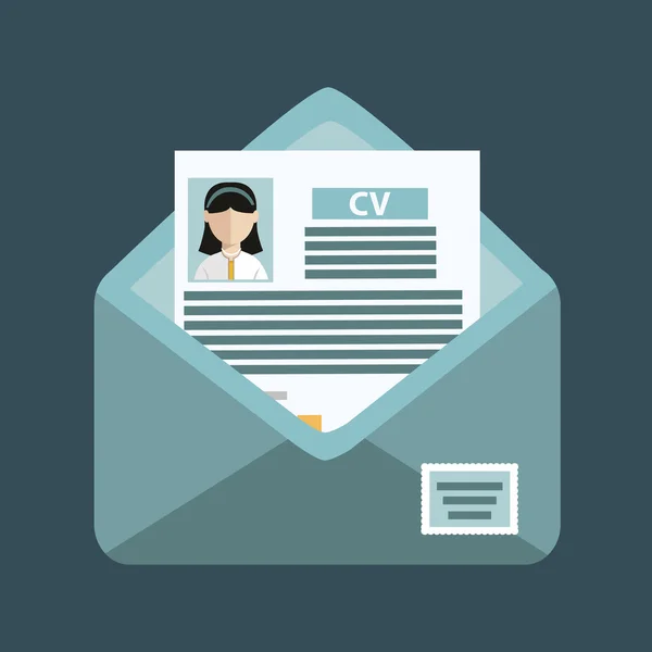 Envelope with cv icon — Διανυσματικό Αρχείο