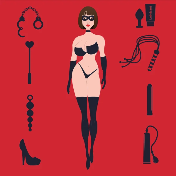 Fetiche BDSM mujer sexy — Vector de stock