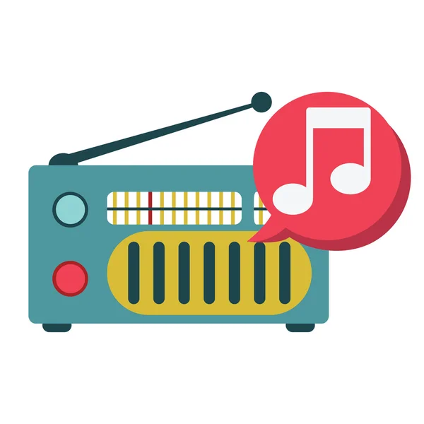 Radio with music sign — Stock Vector