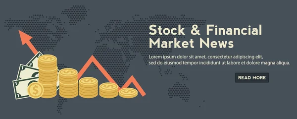 Mercado financiero mews banner — Vector de stock