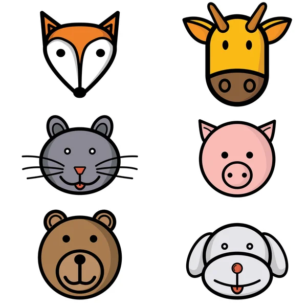 Funny Animals icons set — Stock Vector