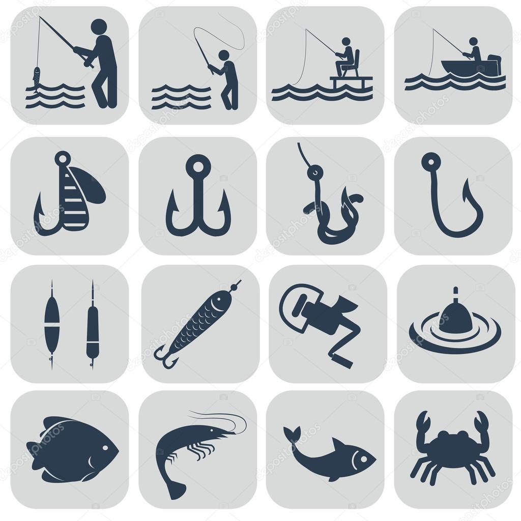 fishing icons set